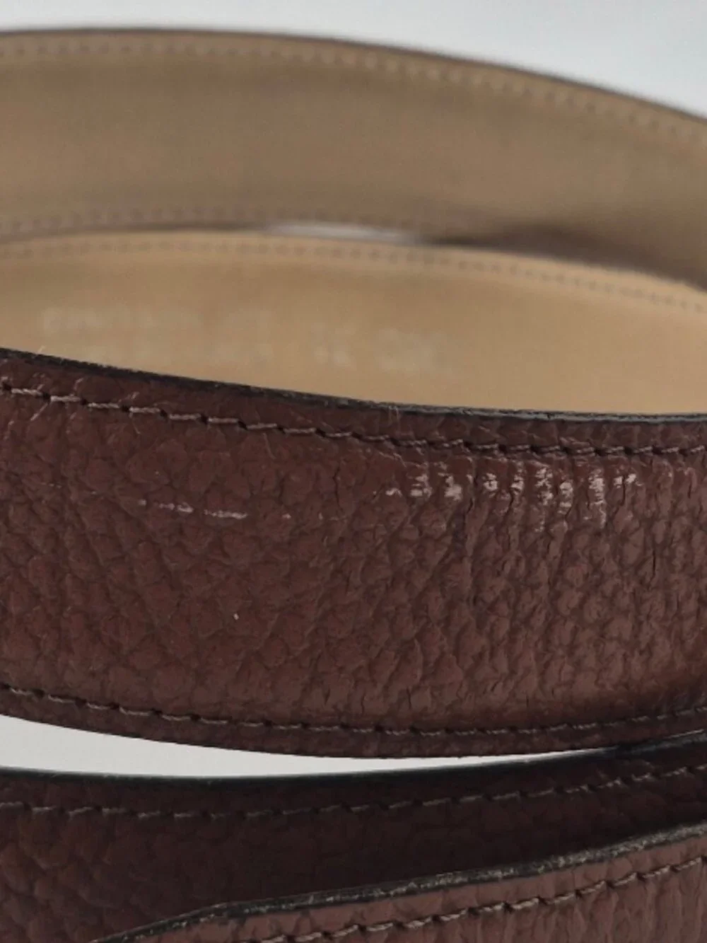 Botany 500 Pebbled Leather Belt Solid Brass Buckle Made in USA Size M/L